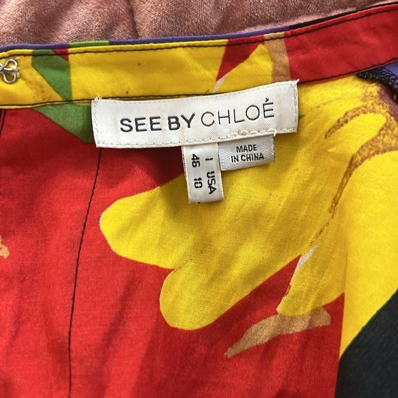 SEE BY Chloe Vintage Floral Multicolor Maximalist Mini Dress Size 10 - Picture 5 of 6